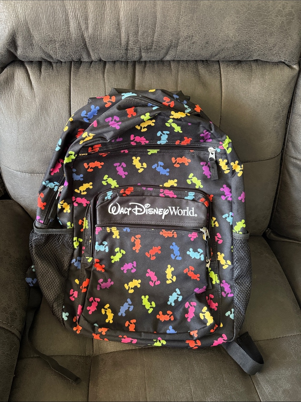 Disney Black Backpack with Multicolor Mickey Silhouettes